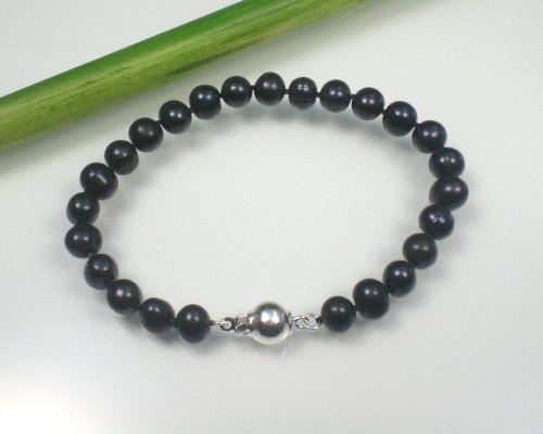 Süßwasser Perlen Armband schwarz 20,5cm