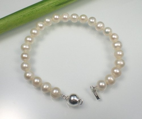 Süßwasser Perlen Armband weiß 20,5cm