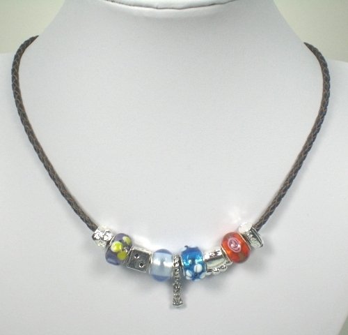 Echt Leder Halskette mit 4 Beads
