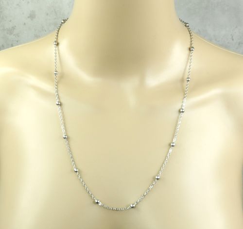 Silberne 60cm Edelstahl Kügelchen Halskette