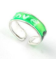Zehenring 925 Silber Zehen Ring grün "Love"
