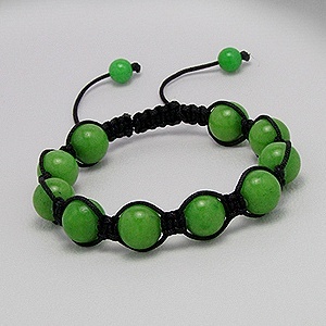 Shamballa Armband mit grünen Jadekugeln