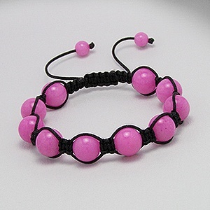 Shamballa Armband mit rosa Jadekugeln
